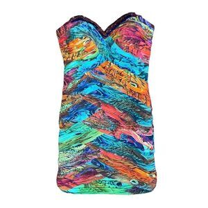Alberto Makali Women’s Dress Ruched Beaded Sweetheart Multicolor Size 6